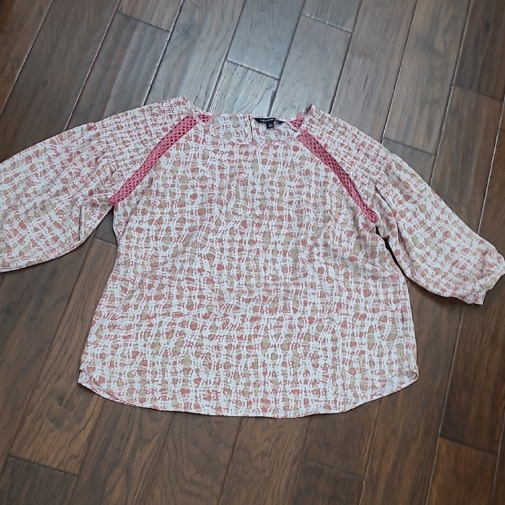 Zac & Rachel Blouse with Smocked Shoulders & Crochet Detail size 2X